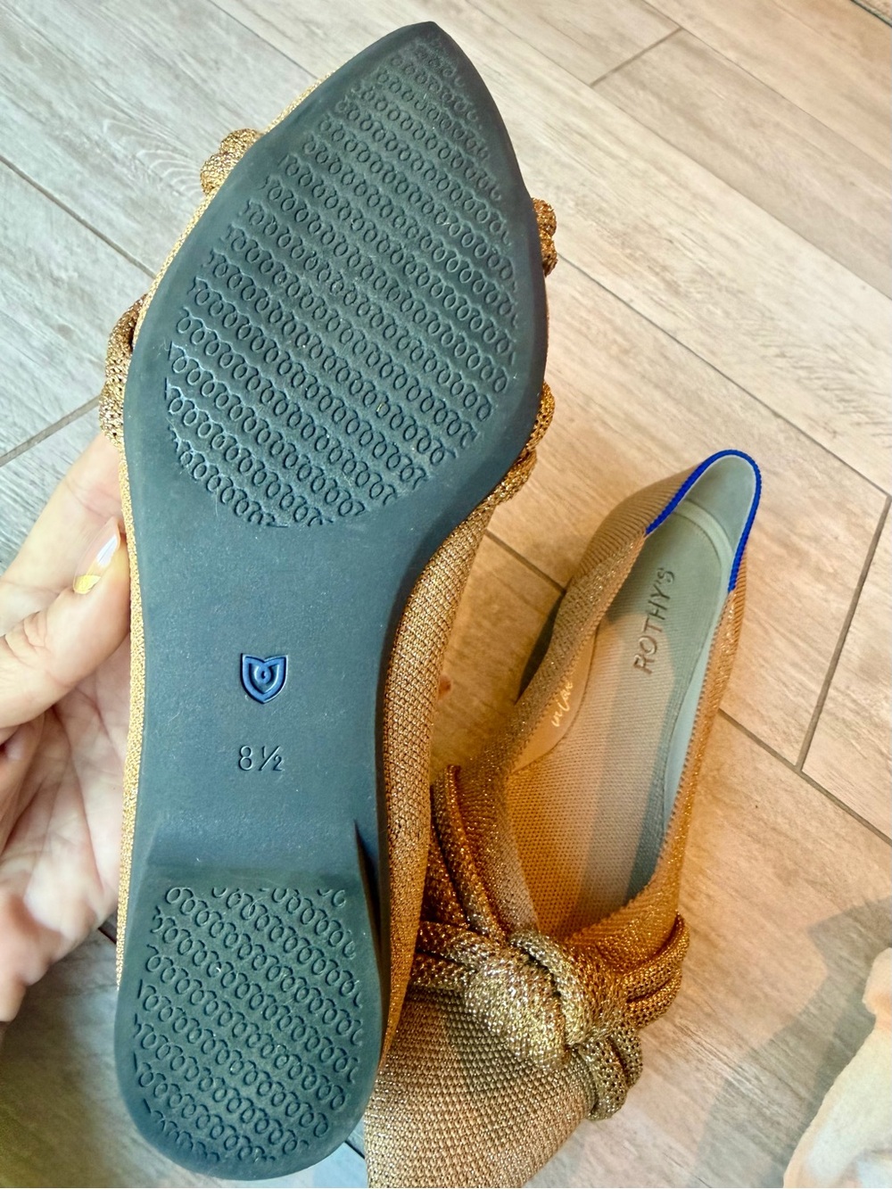 NWT Rothy’s The Knot Point II Goldstone Metallic Flats - Picture 5 of 9